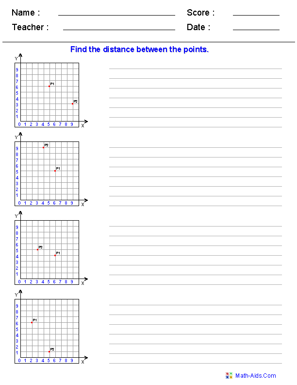 pythagorean theorem and distance formula worksheet