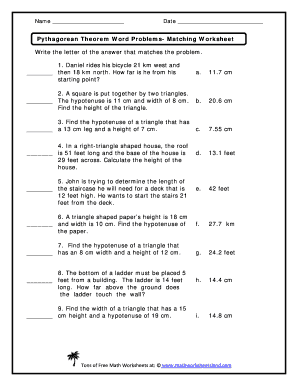 pythagorean theorem math word problems with answers