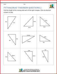 pythagorean theorem math worksheet
