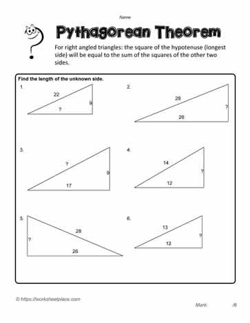 Pythagorean Exercises Worksheets
