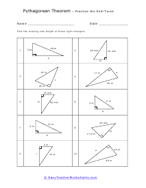 pythagorean theorem practice worksheet key