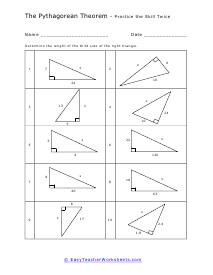 Pythagorean Theorem Worksheets