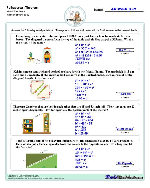 Pythagorean Theorem Worksheets