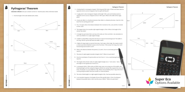 pythagorean theorem review worksheet