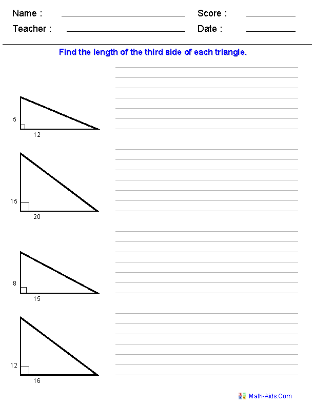 Pythagorean Theorem Worksheets | Practicing Pythagorean Theorem ...