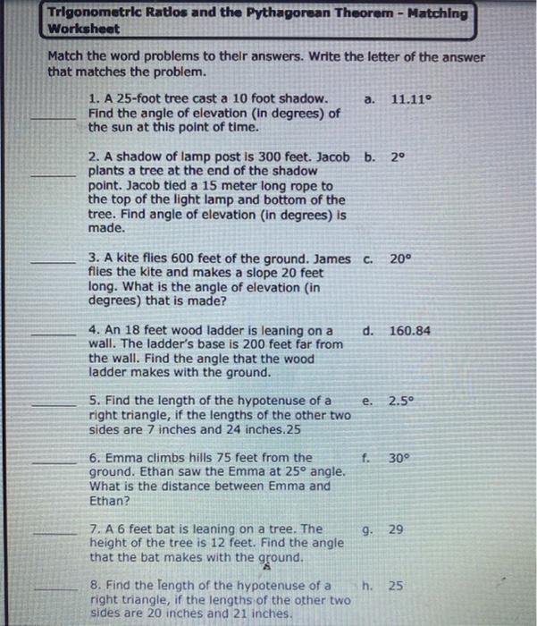 pythagorean theorem word problem worksheet