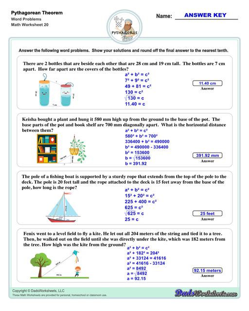 pythagorean theorem word problems worksheet high school