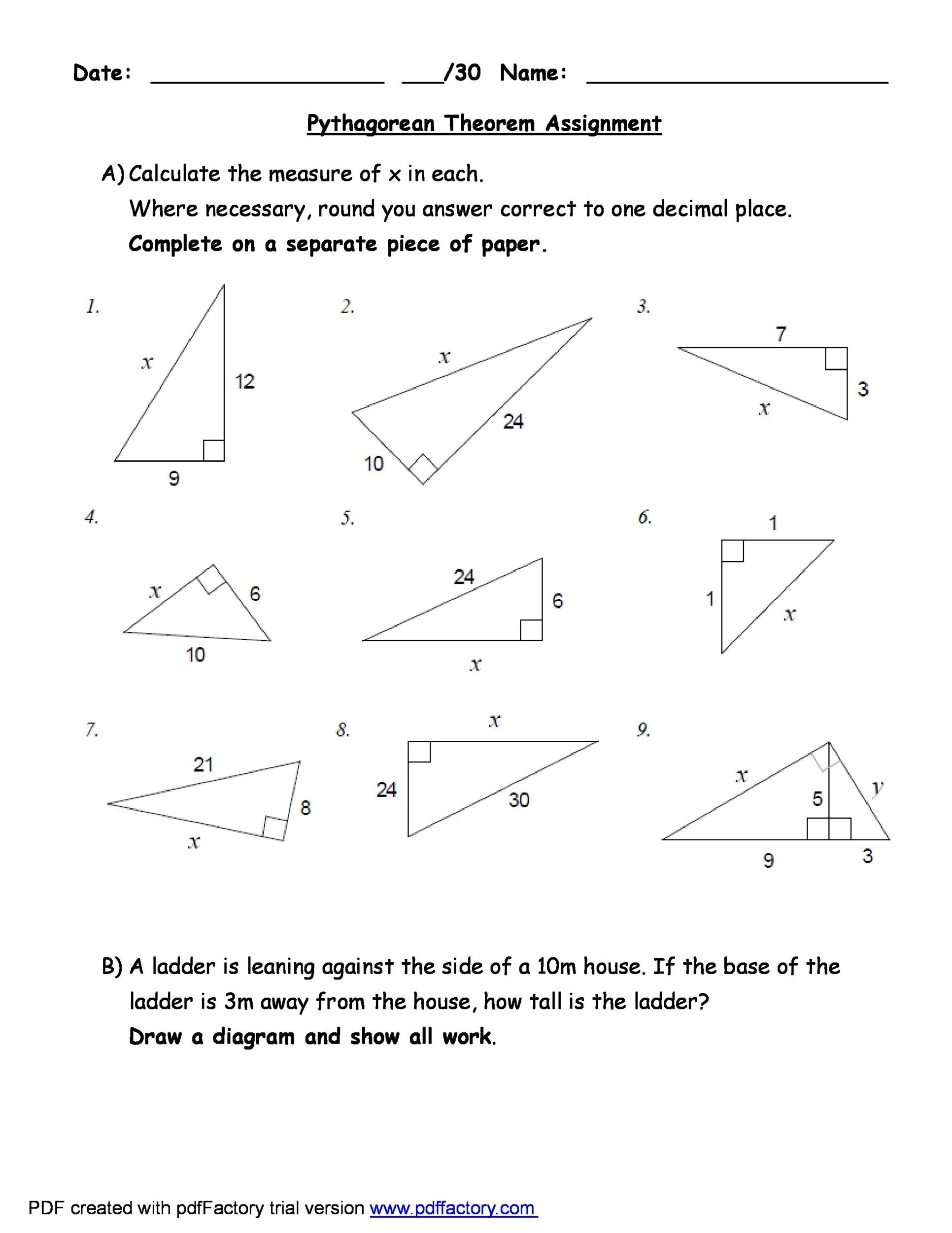 48 Pythagorean Theorem Worksheet with Answers [Word + PDF]