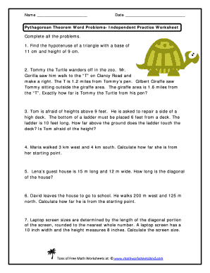 pythagorean theorem word problems worksheet with answers