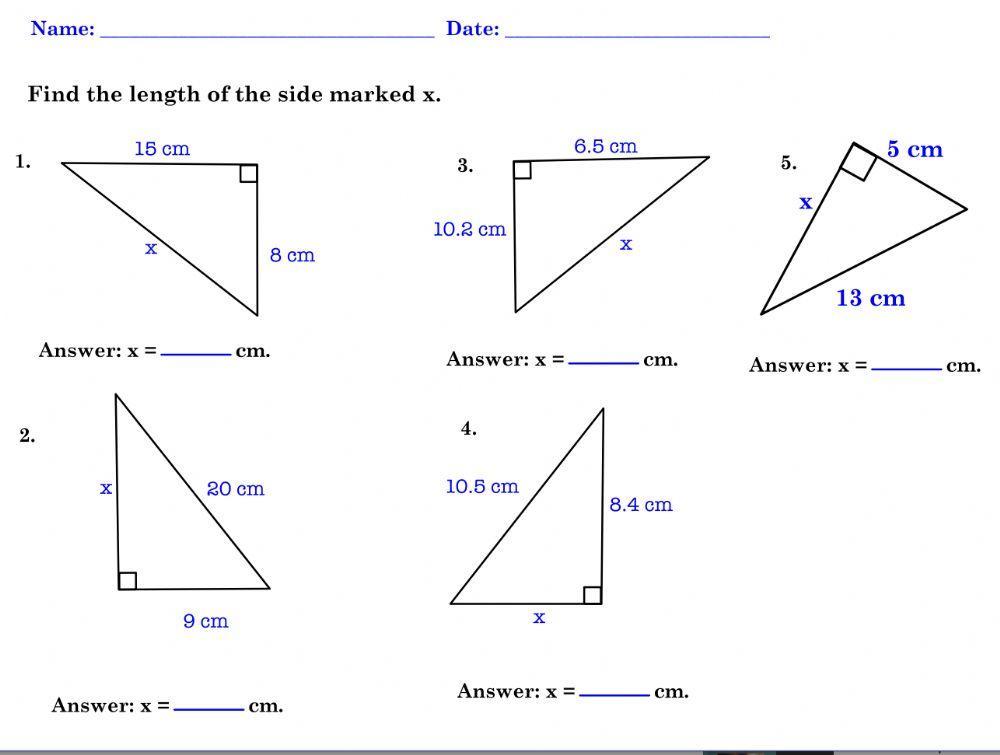 Pythagoras Theorem worksheet  