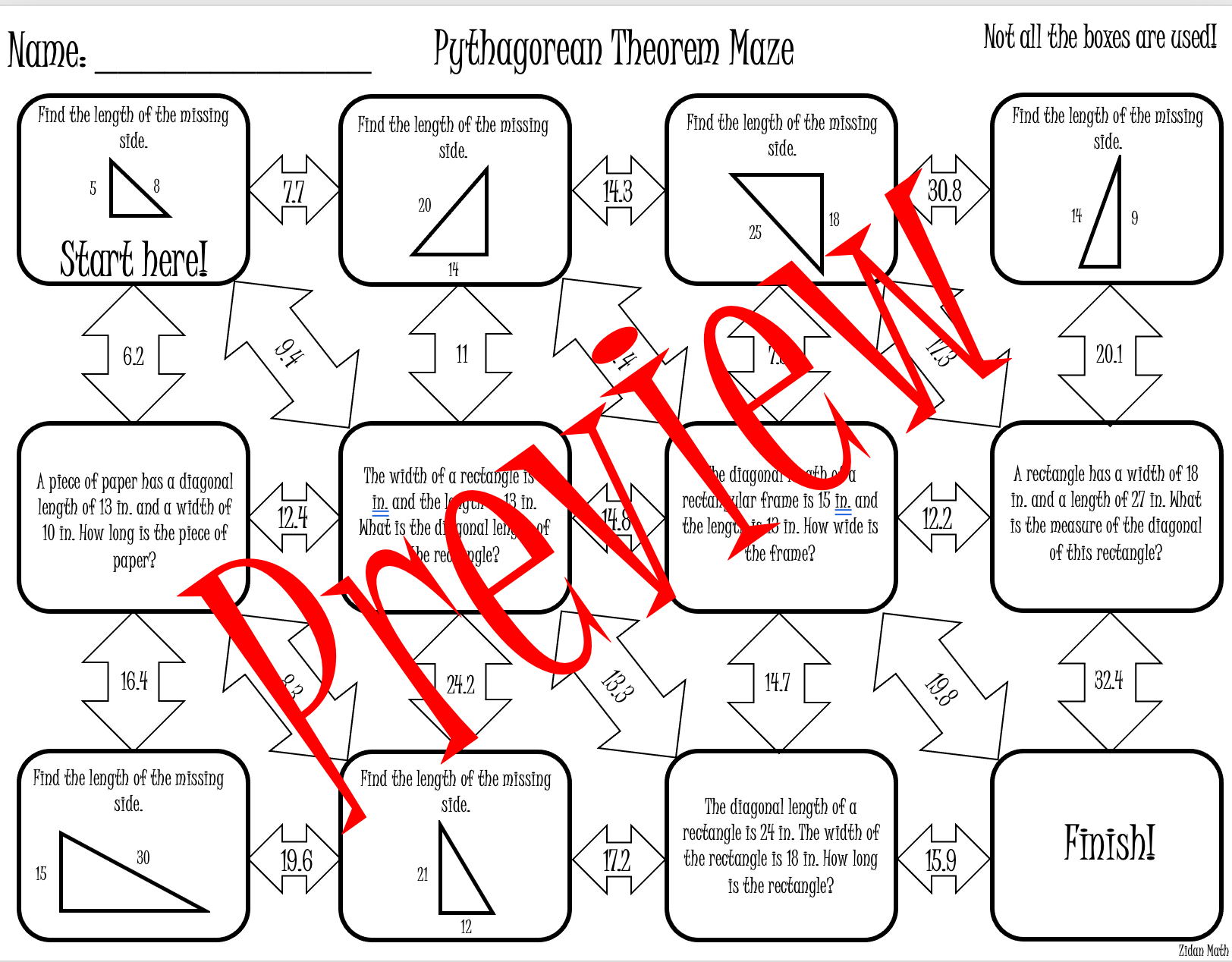 pythagorean theorem worksheet answer key