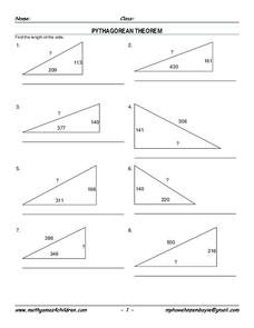 Pythagorean Theorem Worksheet for 6th Grade | Lesson Planet