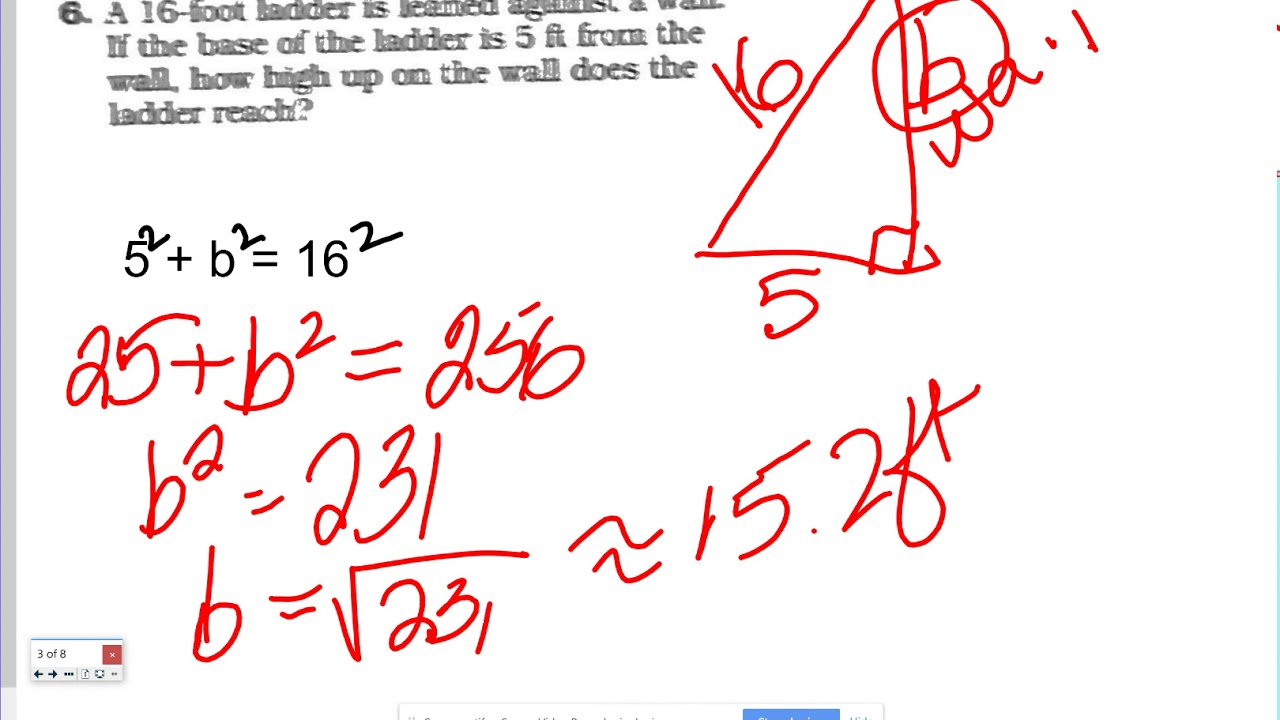Pythagorean Theorem Worksheet - Answer Key