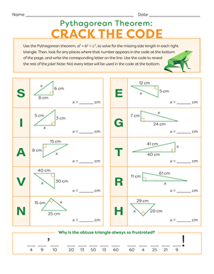 Pythagorean Theorem: Crack the Code | Worksheet 