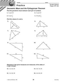 pythagorean theorem worksheet geometry