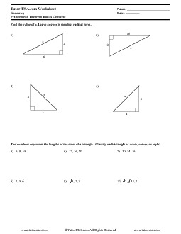 pythagorean theorem worksheet geometry