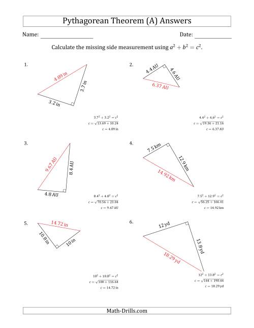 pythagorean theorem worksheet pdf with answers