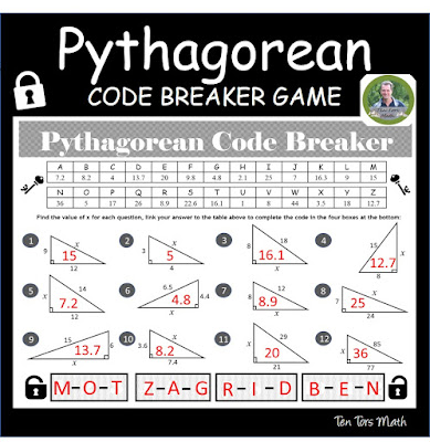 pythagorean theorem worksheet w answers