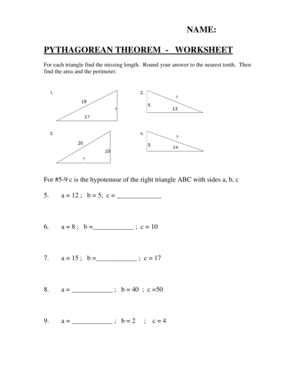 pythagorean theorem worksheet with answers