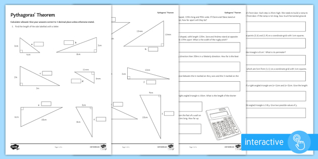 pythagorean theorem worksheet with answers