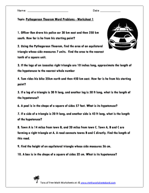 pythagorean theorem worksheet word problems