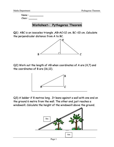 Worksheet Pythagorean Theorem Word Problems
