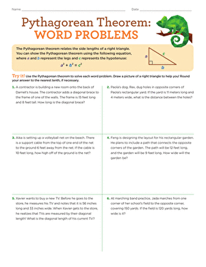 pythagorean word problems worksheet