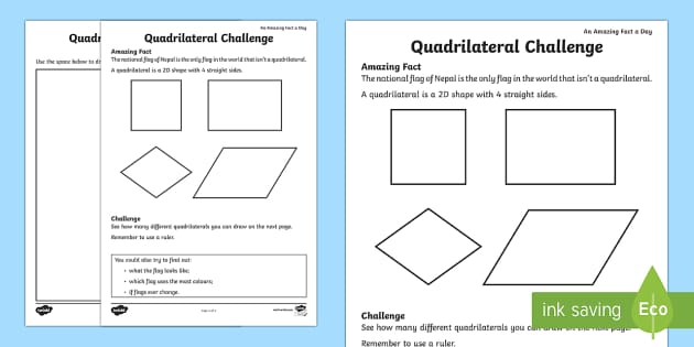 Quadrilaterals Worksheet - Four Sided Shapes (teacher made)