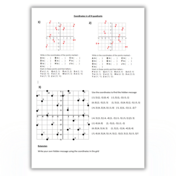 quadrants worksheet