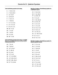Solving Quadratic Equations Worksheet Factoring to solve Quadratic ...