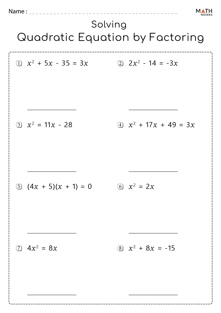 Solving quadratics by factoring worksheet | Live Worksheets ...