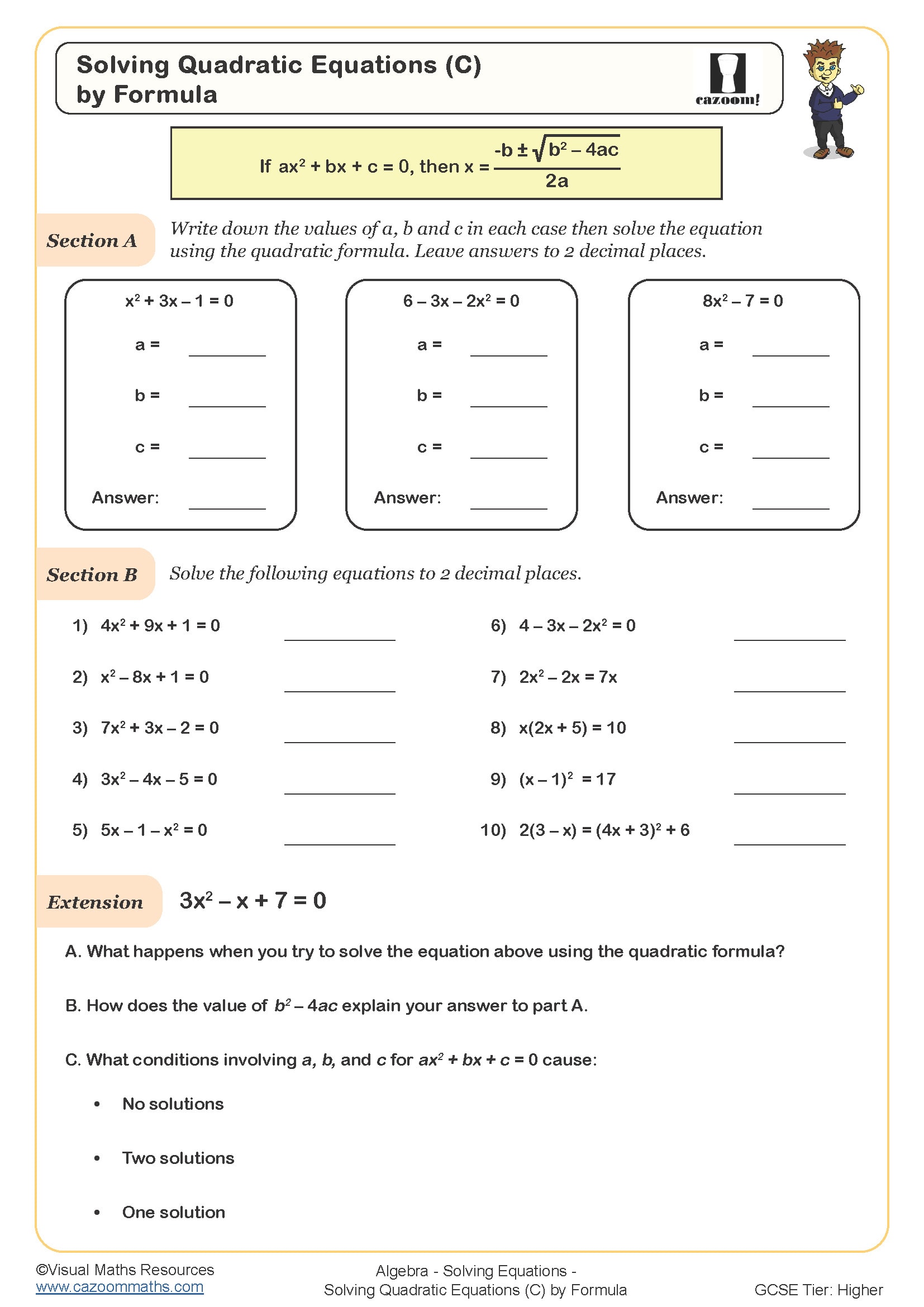 quadratic equations worksheet answers algebra 2