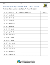 Factoring Quadratic Equations