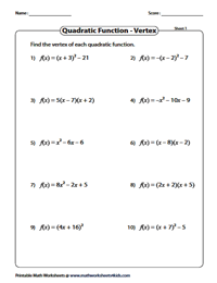 Quadratic Function Worksheets - Worksheets Library