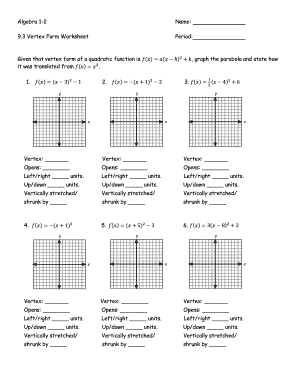 quadratic functions and their graphs worksheet