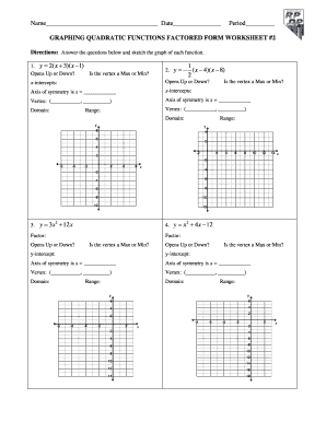 Graphing Quadratic Functions In Standard Form Worksheet - Fill ...