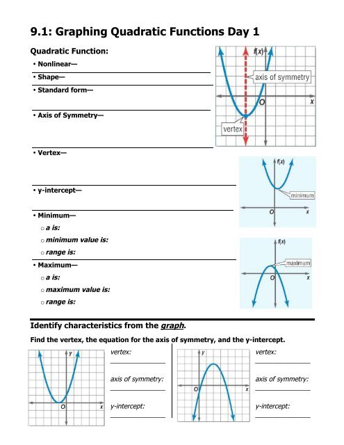 Algebra 1 Worksheets | Quadratic Functions Worksheets - Worksheets Library