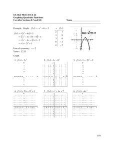 quadratic functions and their graphs worksheet