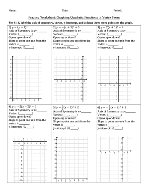 Practice Worksheet Graphing Quadratic Functions In Vertex Form ...