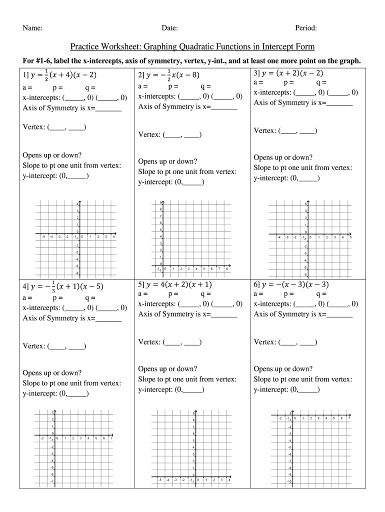 Quadratic functions worksheet with answers pdf: Fill out & sign ...