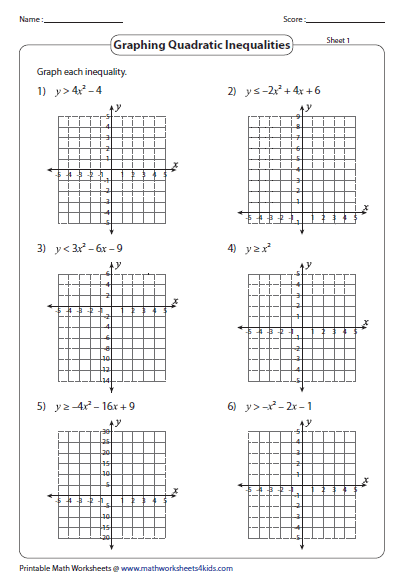 quadratic inequalities worksheet answers