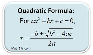 Quadratic Formula - MathBitsNotebook(A2)