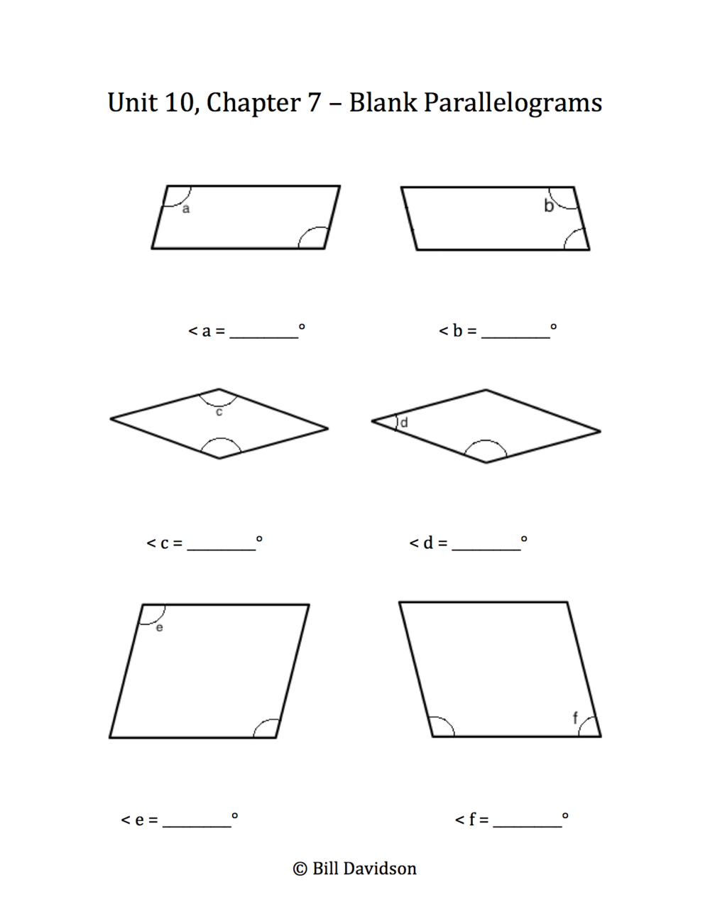 Missing Angles in a Quadrilateral Worksheet Template — The ...