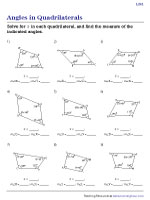 Angles in Quadrilaterals Worksheets
