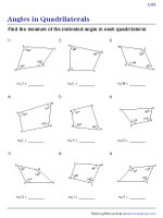 Angles in Quadrilaterals Worksheets