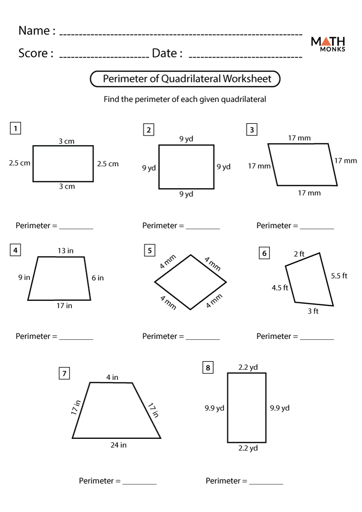 quadrilateral area worksheet answers