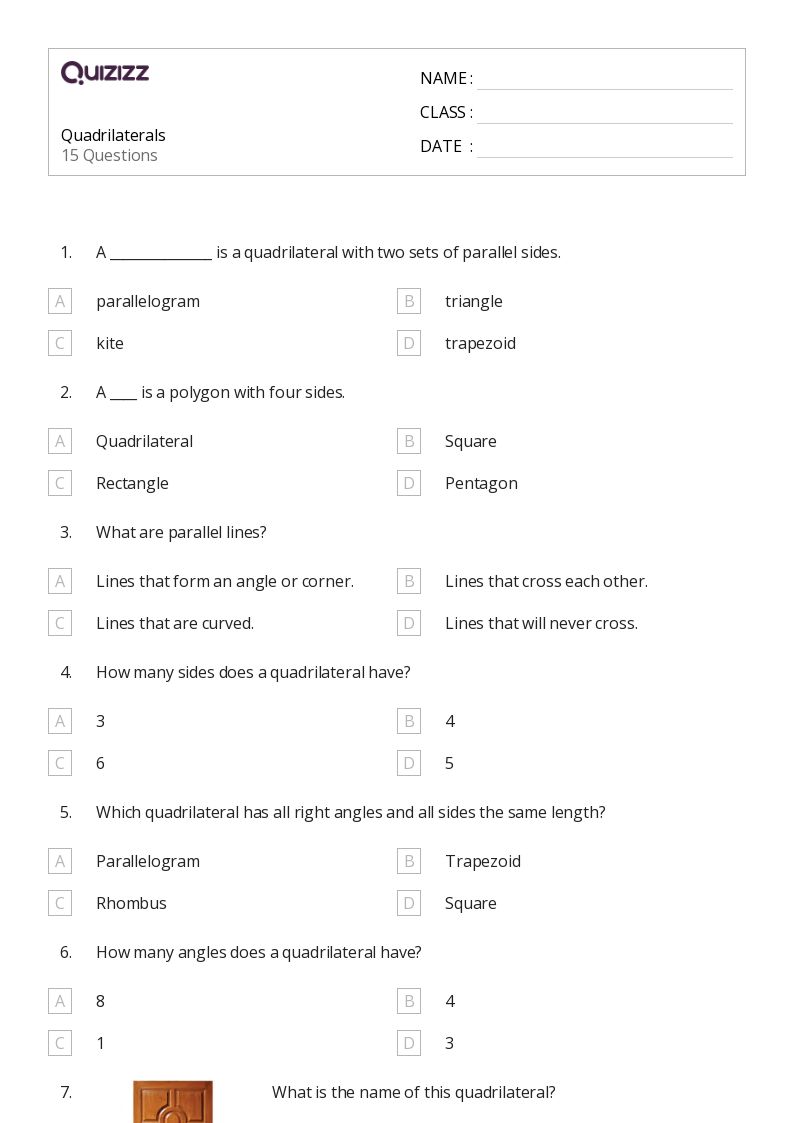 50+ Quadrilaterals worksheets for 4th Grade on Quizizz | Free ...