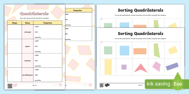 Year 4 Sorting Quadrilaterals Maths Resource Pack - Twinkl