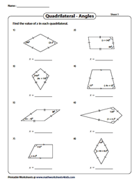 quadrilateral worksheet algebra