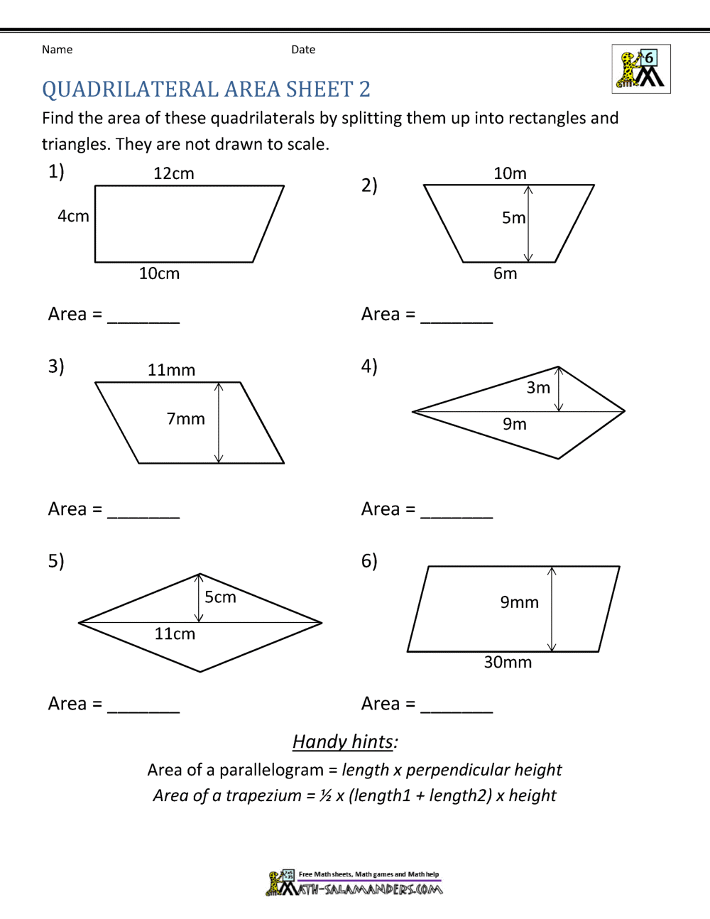 quadrilaterals worksheet 5th grade